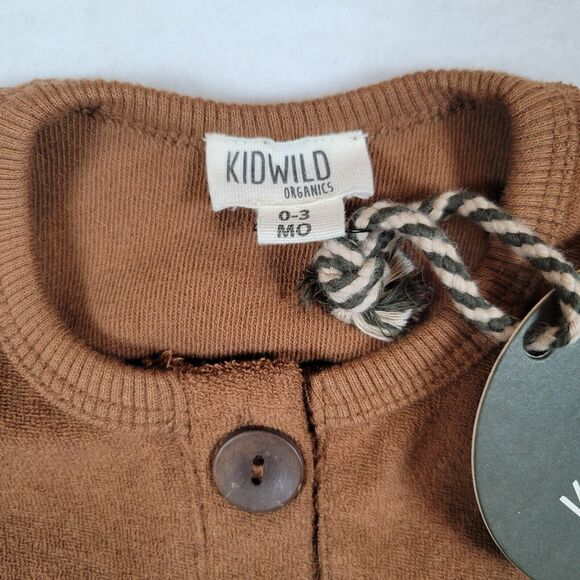 Kidwild Baby Tank Shorts Romper Jumper Size 0-3 months Brown Button Front Boho - Picture 3 of 6